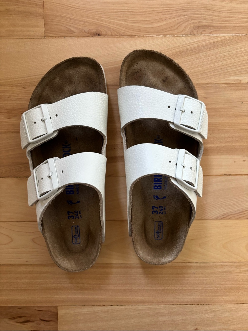 Birkenstock Women White Two-Strap Arizona Sandals